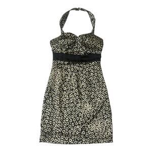 Vintage Guess Satin & Lace Cheetah Print Belted Halter Mini Dress, Sz 1